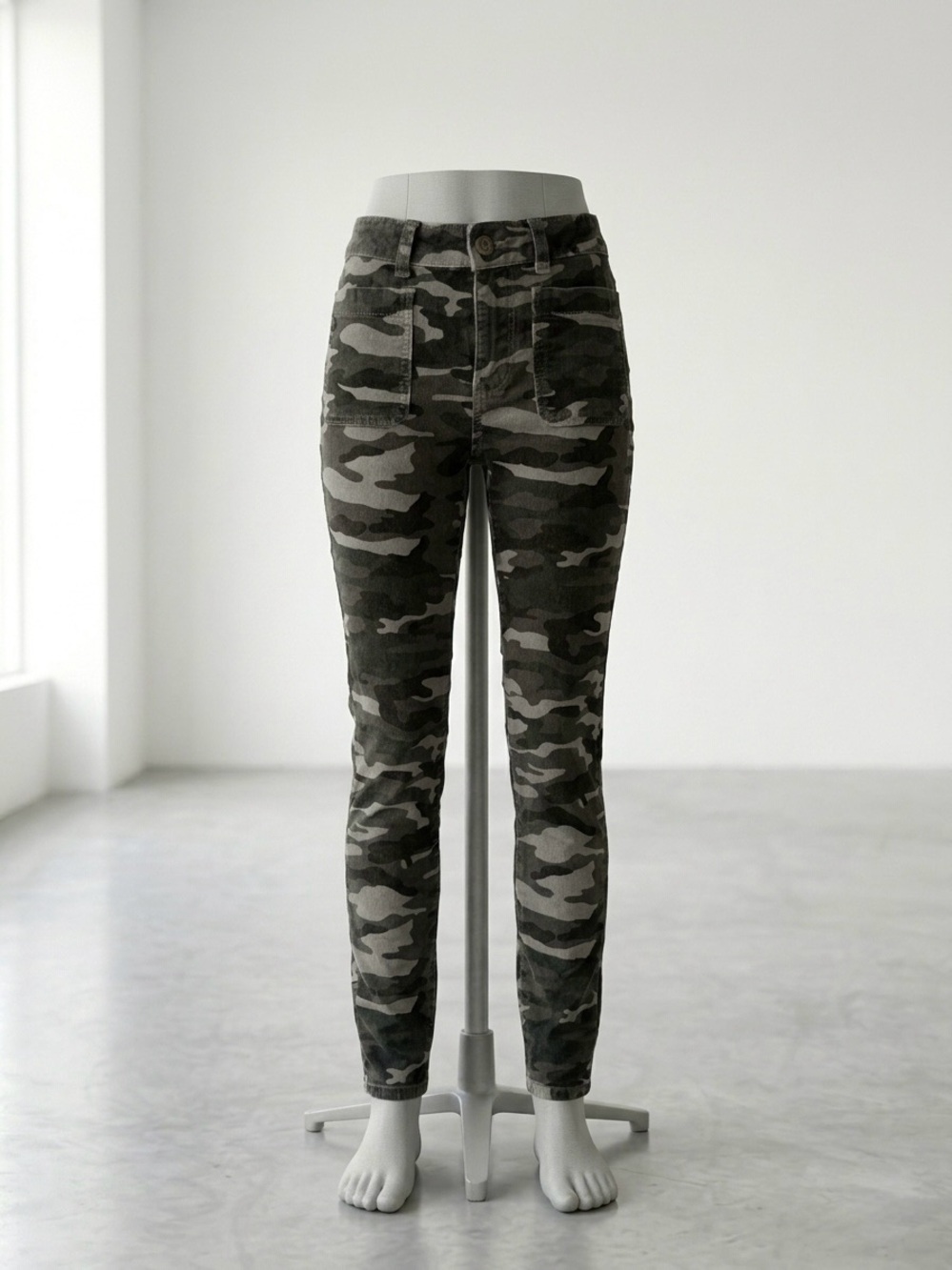 Corduroy Pilcro and the Letterpress Olive and Gray Camo High-Rise Skinny Jeans